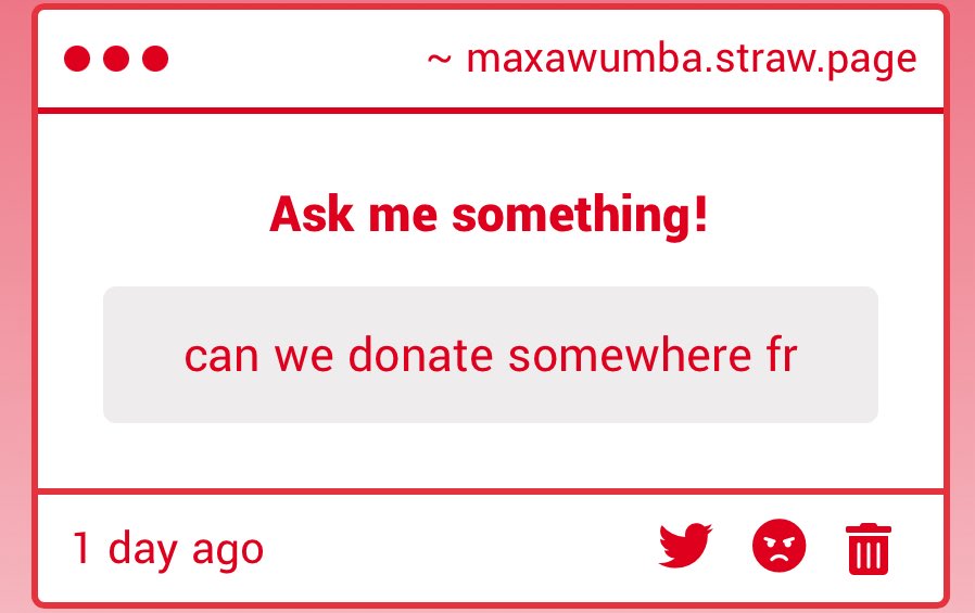 MAXAWUMBA's tweet image. I’ve never had someone ask this before but I added some links in my strawpage (in my bio)! Absolutely never any pressure to donate but if you want to support my work it’s there! Thank you so much!