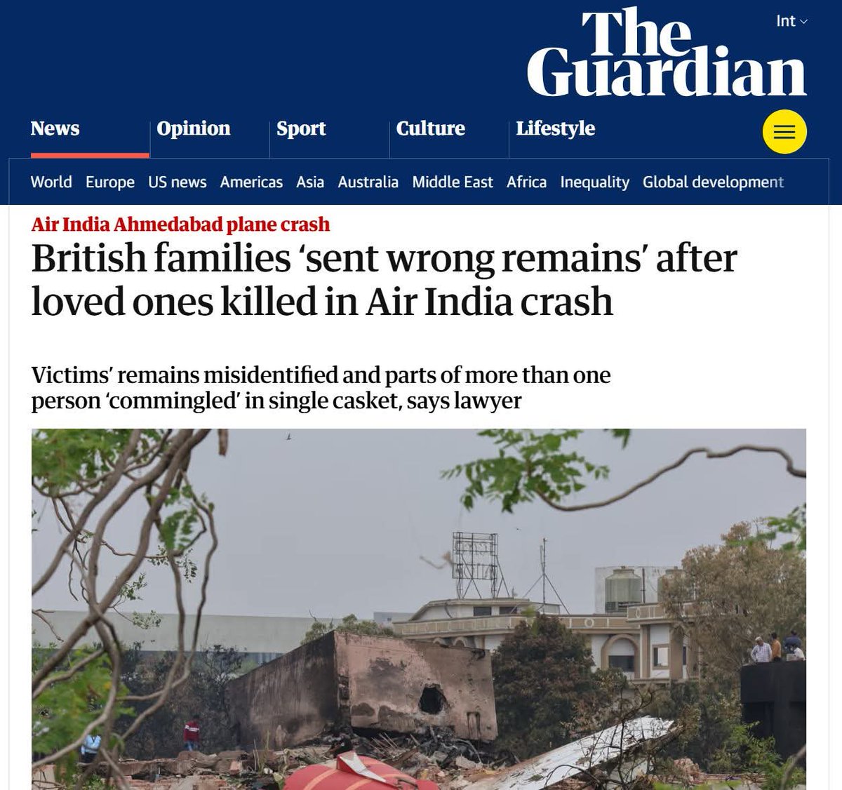 YourCoolDady's tweet image. 🤦🤦A British man died in the Air India crash in Ahmedabad. His body was sent to the UK, but DNA tests showed it wasn’t his — the remains belonged to multiple people. The family now fears their loved one was cremated by mistake.
🇮🇳 🤡