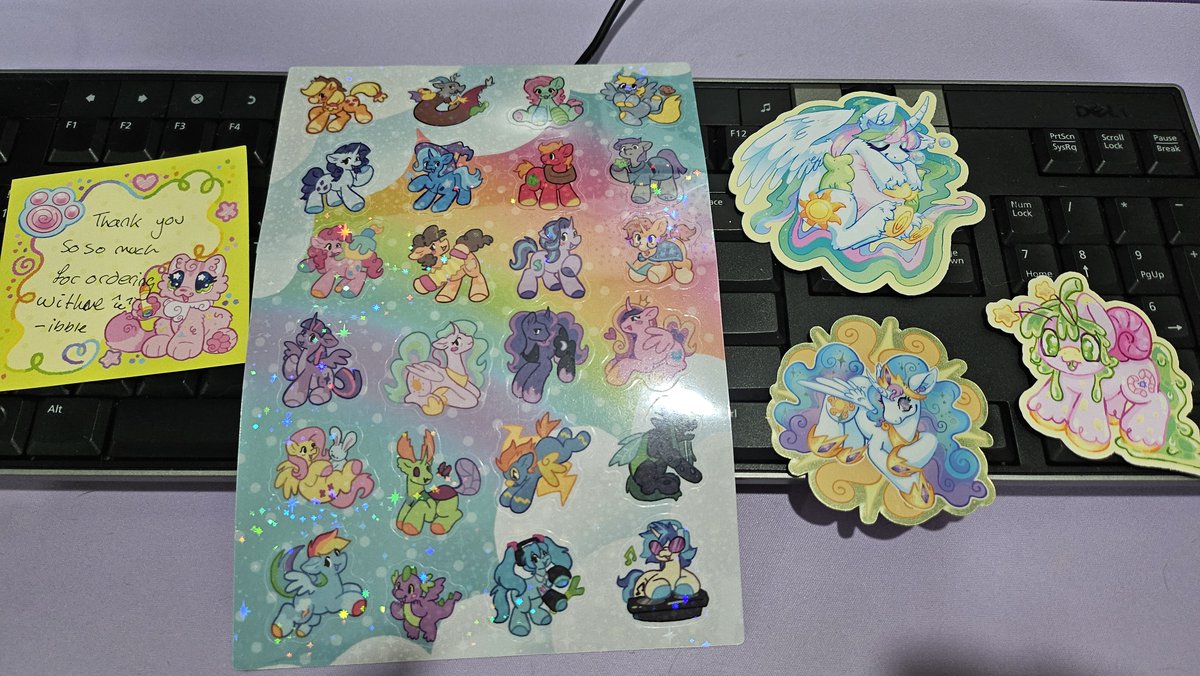 My stickers from <a href="/ibbledribble/">🪱✩ ibble ✩🐛 🐀</a> arrived today!
I got all the Celestias :3