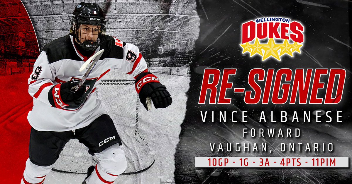 🚨 Signing Alert 🚨

The Dukes are excited to announce the re-signing of Vince Albanese! The 2006 born forward brings a high level of energy and compete to the Dukes lineup!

Welcome back, Vince!

📸 Ed McPherson/OJHL Images