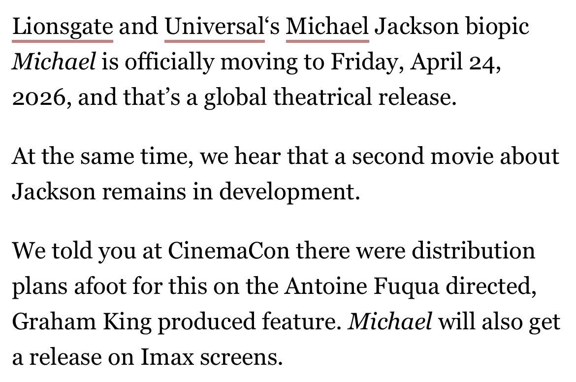According to Deadline, a second Michael biopic remains in development 🎬 #MichaelMovie