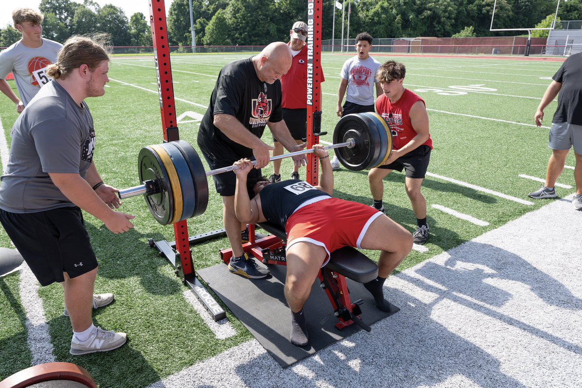 uhshawksfb's tweet image. Thank you Bridgeport for attending and competing today at our 2025 UHS Max Out event. Good luck this fall.
