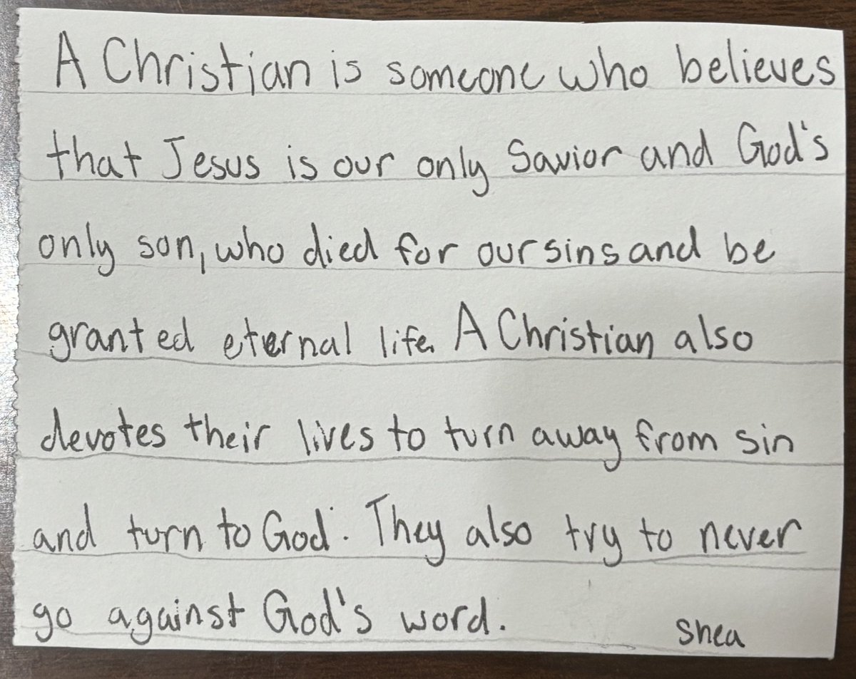 jaredhmoore's tweet image. Every time a new believer professes faith in Christ at our church and wants to be baptized, I give them these Bible verses and ask them to answer the question, “What is a Christian?” Then, at their baptism, I read their testimony or they do. Here is a 16 year old girl’s testimony…