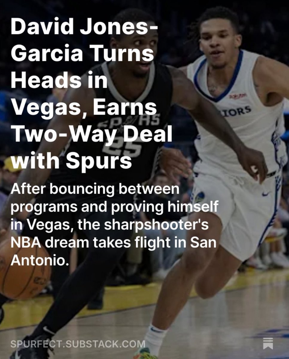 SPURFECT (@spurfectblog) on Twitter photo David Jones-Garcia turns heads in Vegas, earns two-way with Spurs.
✏️: <a href="/caseylevane/">Casey Coggins</a>
🔗 : spurfect.substack.com/p/david-jones-… David Jones-Garcia turns heads in Vegas, earns two-way with Spurs.
✏️: <a href="/caseylevane/">Casey Coggins</a>
🔗 : spurfect.substack.com/p/david-jones-…