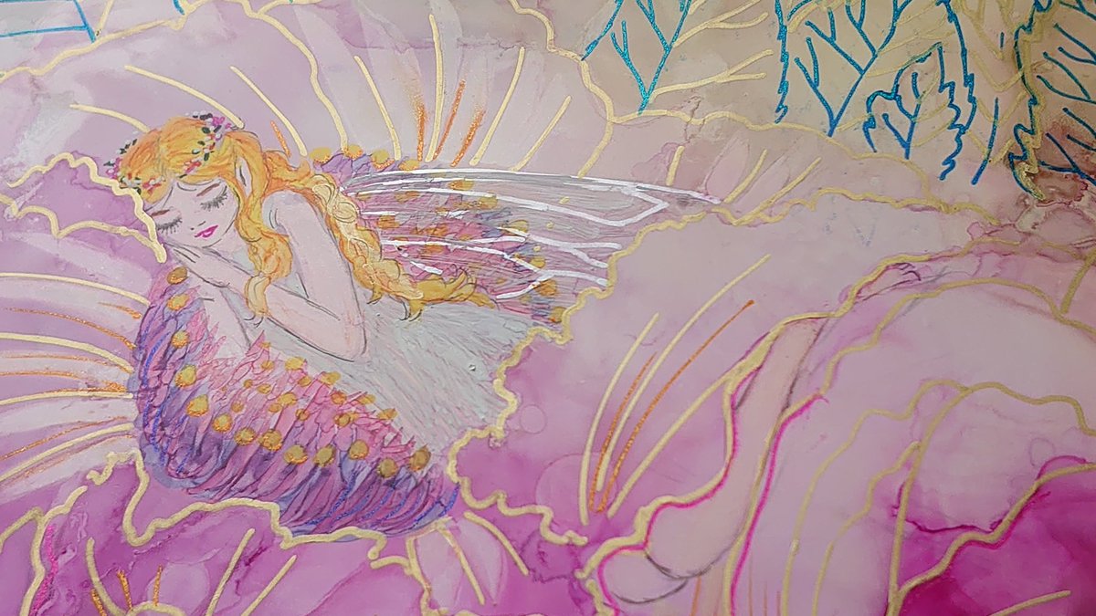 Iresh2022's tweet photo. Sleep song.. Alcohol ink art -Analogue illustration, #copic #copicart #copicink #copicacrea #copicsketch #コピックアクリア#コピックスケッチ#コピックインク#コピック https://t.co/CJSo3HyViN