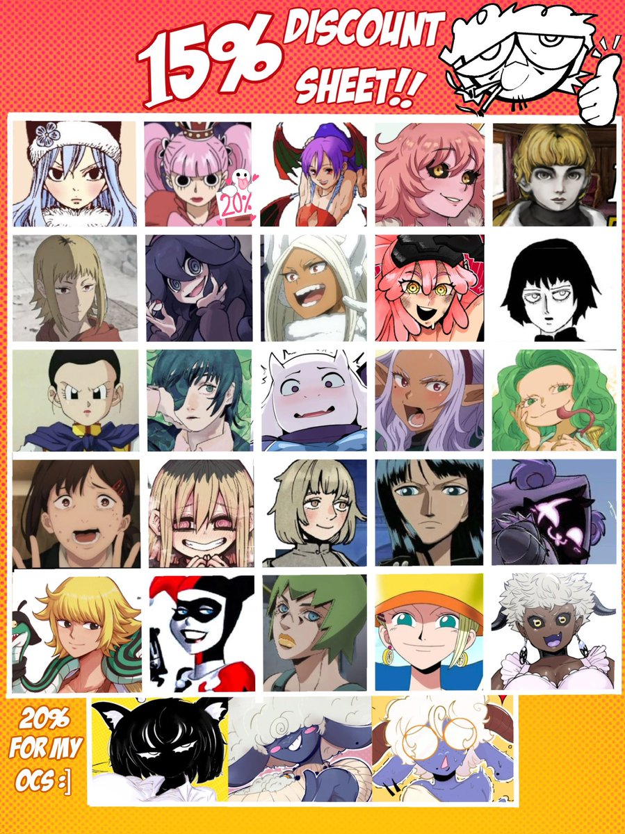 Lil bit of a sheet update :] +new discount sheet :D
Ya boy is still open for bidness 🫡
Don't be a stranger 🙌
feel free to shoot me a Dm with a request :]