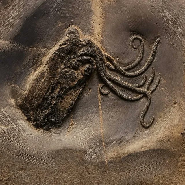15News's tweet image. The fossil Pohlsepia mazonensis, dated to 296 million years ago, predates dinosaurs by 65 million years and challenges traditional evolutionary timelines, with its exceptional preservation in the Mazon Creek beds suggesting rapid fossilization possibly due to unique anoxic…