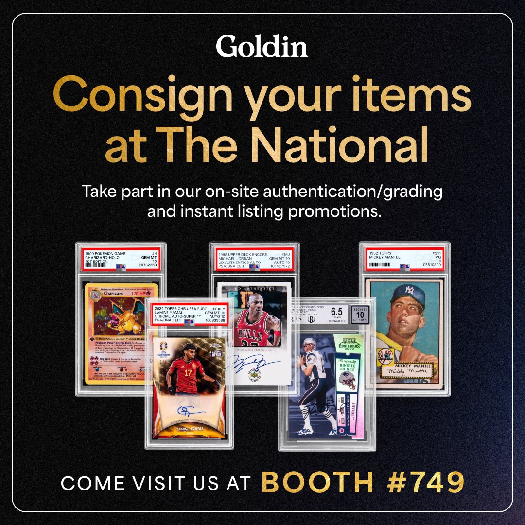nsccshow's tweet image. Meet NSCC exhibitor @GoldinCo at the 45th National Sports Collectors Convention July 30-August 3, 2025 at the Donald E. Stephens Convention Center in Rosemont, IL 🔥🔥
Visit the The National Sports Collectors Convention Inc. #linkinbio to learn more, buy tickets and search…
