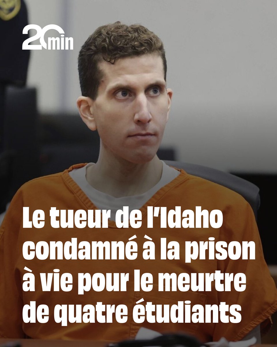 20Minutes's tweet image. Le tueur de l’Idaho condamné à la prison à vie pour le meurtre de quatre étudiants
➡️ 20min.fr/RZs