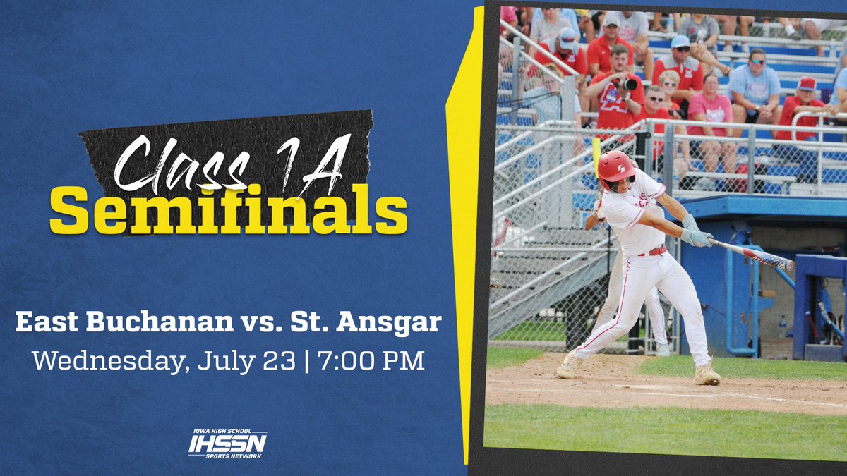 Watch_IHSSN's tweet image. The 1A Semifinal between East Buchanan and Saint Ansgar will begin at approximately 7:55. You can watch on the IHSSN Cable Network or purchase a streaming pass at IHSSN.com or the Watch IHSSN App.