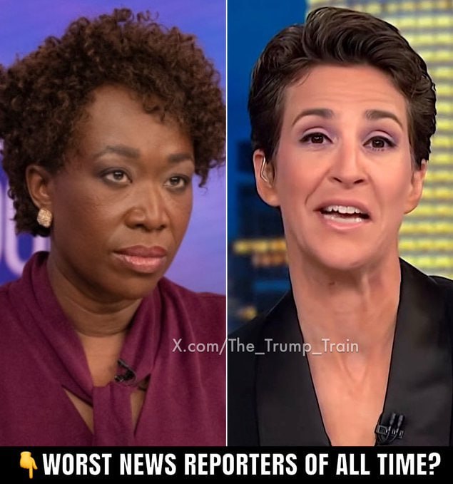 Victoria00025's tweet image. Do you agree MSNBC’s Joy Reid and Rachel Maddow are two of the worst news “reporters” of all time?
YES or NO?