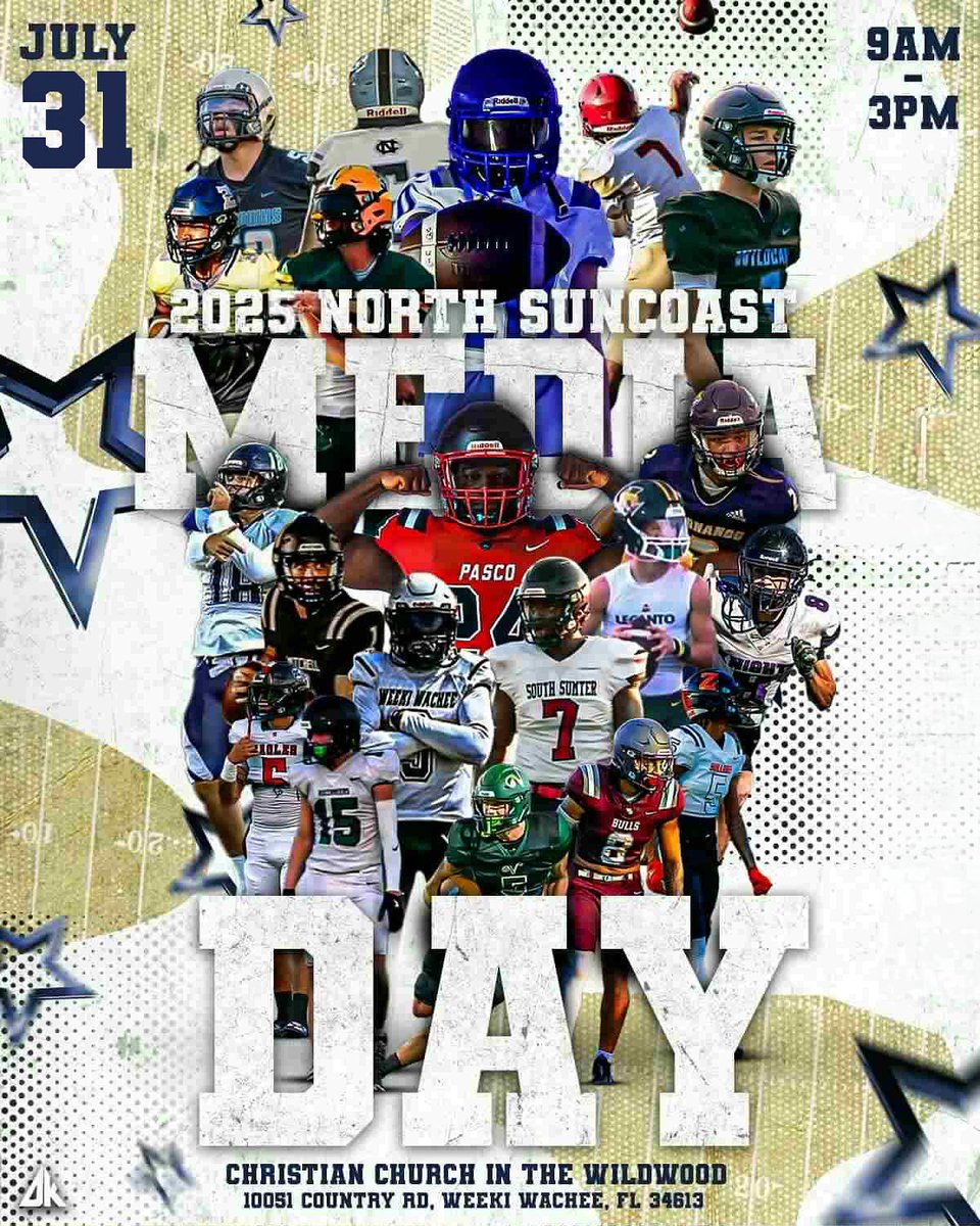 Hernando School District Athletics (@hernandoco_ath) on Twitter photo š is back!
The 5th Annual North Suncoast Football Media Day brought to you live by <a href="/GCSNBroadcasts/">GulfCoastSportsNetwork</a> July 31st from 9am-3pm
24+ teams from Sumter, Citrus, Hernando & Pasco Counties
Get a sneak peek into who some of the key players & teams will be for the upcoming 25-26 season! š is back!
The 5th Annual North Suncoast Football Media Day brought to you live by <a href="/GCSNBroadcasts/">GulfCoastSportsNetwork</a> July 31st from 9am-3pm
24+ teams from Sumter, Citrus, Hernando & Pasco Counties
Get a sneak peek into who some of the key players & teams will be for the upcoming 25-26 season!