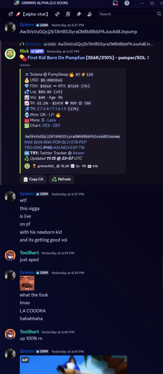 GRIMMSALPHA's tweet image. 🔥 GRIMMS ALPHA Is Back Alive And Firing Up Massive Profits For MemeCoins 🔥
Some Cooks From Week 1 Of GRIMMS ALPHA 2.0 :
ANI : 1M -> 85M | 85x profits 💹
DOMINUS : 38k -> 800K | 21x Profits 💹
WORTHLESS : 195k -> 3.1M | 16x Profits 💹
PUMPER : 80k -> 800K | 10x Profits💹