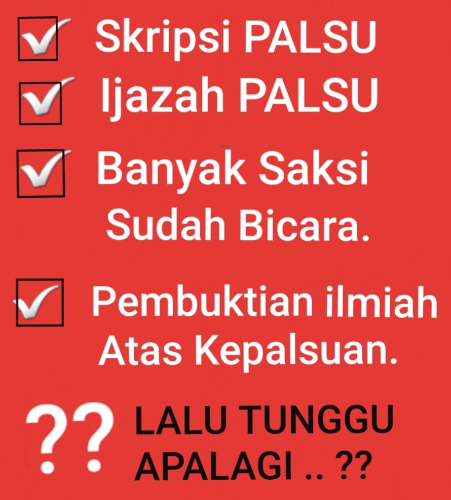 DokterTifa's tweet image. Masalahnya adalah:
Jokowi menguasai POLISI.
Tetapi kebenaran itu miliknya ALLAH.
Jadi biarkan RRT: Roy, Rismon, Tifa dkk menjadi AlatNya,
Untuk mengungkap kepalsuan skripsi
Mengungkap kepalsuan Ijazah
Membuat banyak sekali saksi-saksi bicara
Mengumpulkan data-data valid…