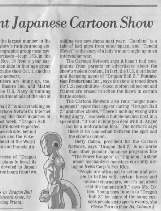 A old newspaper ad condemning Dragon Ball as “too violent”
