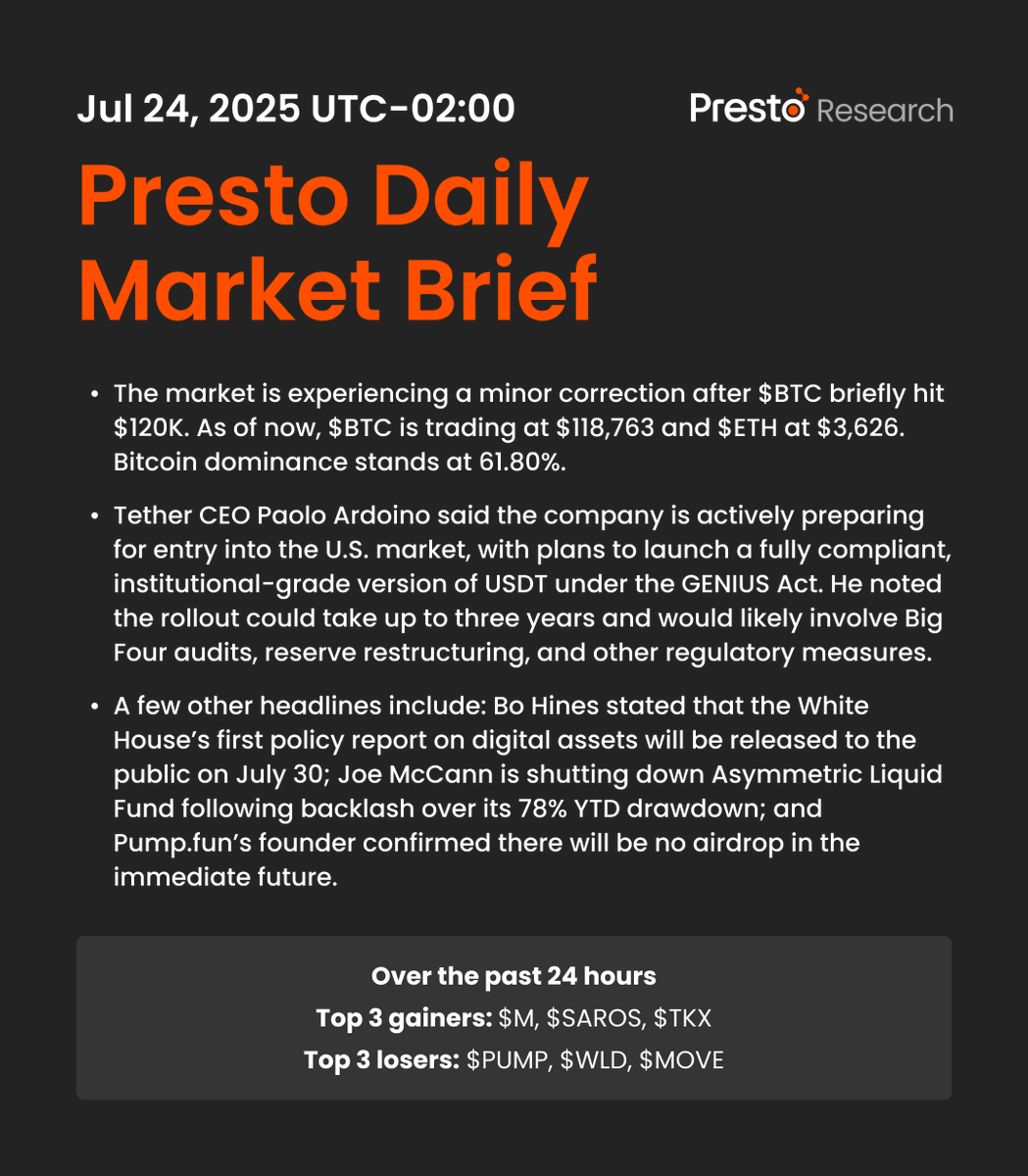 Presto_Research's tweet image. Daily Market Brief 250724