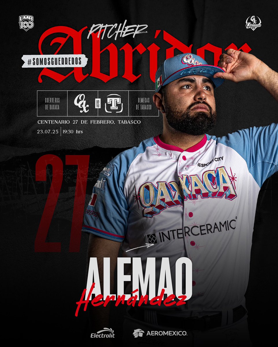 GuerrerosOax's tweet image. ALEMAO’S DAY⚾️🔥
El de Guadalajara Jalisco subirá al montículo para buscar el triunfo del Juego 2🙌🏼
#LaGuerraComienza #somosguerreros⚔️