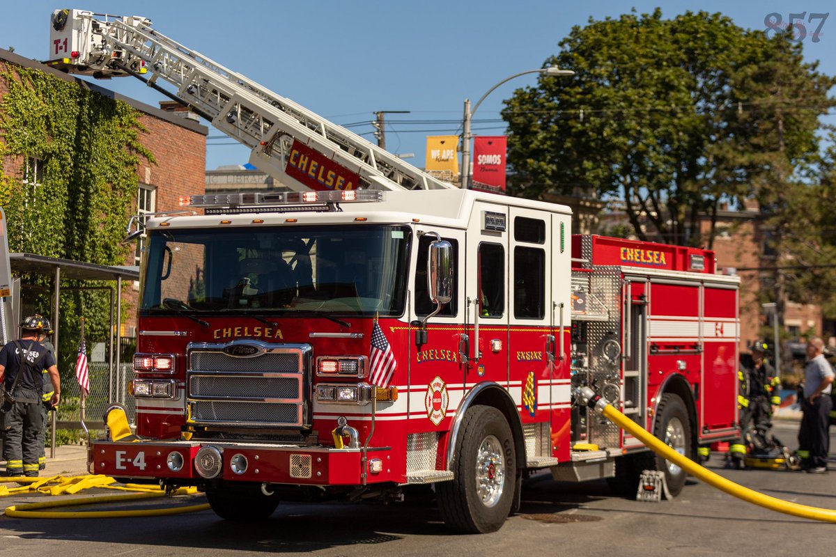 Chelsea Engine 4’s 2024 Pierce Enforcer operating at the working fire this afternoon. Engine 4 was placed back into service in March, after being disbanded for 30 years.