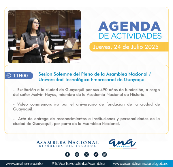 Ana Herrera / Tu Voz (@anaherreragomez) on Twitter photo Desde la <a href="/AsambleaEcuador/">Asamblea Nacional</a> conmemoramos los 490 años de fundación de Guayaquil. Una ciudad histórica, valiente y clave para el desarrollo del país.
Nuestro compromiso: seguir legislando con justicia y equidad para todas las regiones del Ecuador.
#Guayaquil490Años Desde la <a href="/AsambleaEcuador/">Asamblea Nacional</a> conmemoramos los 490 años de fundación de Guayaquil. Una ciudad histórica, valiente y clave para el desarrollo del país.
Nuestro compromiso: seguir legislando con justicia y equidad para todas las regiones del Ecuador.
#Guayaquil490Años