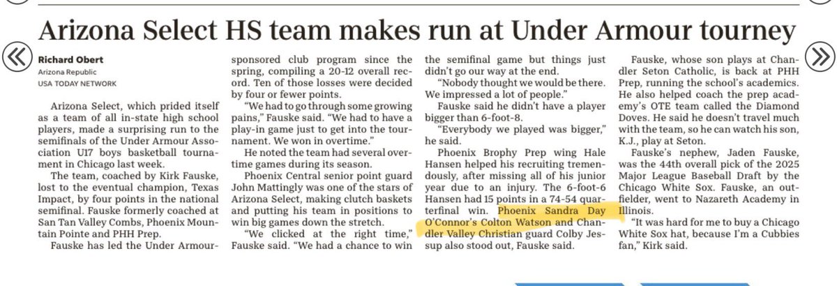 OC’s Colton Watson getting positive coverage for his summer play! Going to be a big year for this season! <a href="/DVUSD/">Deer Valley Unified School District</a> <a href="/OHS_Eagles/">OHS Eagles</a> <a href="/SDOathletics/">O'Connor Athletics</a> <a href="/OCBoysHoops/">OCBoysHoops</a>