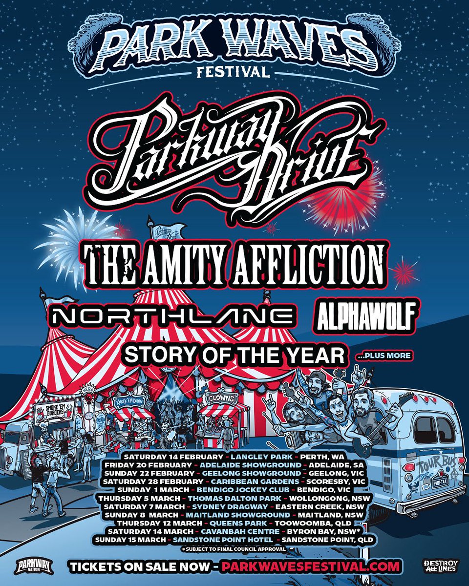 🌊General tickets for Park Waves are on sale now!
(10am Local time for our friends in Perth and Adelaide)

We can’t wait to see you in the mosh next year for these special shows!

🎟️ Grab your tickets via parkwavesfestival.com 🎟️