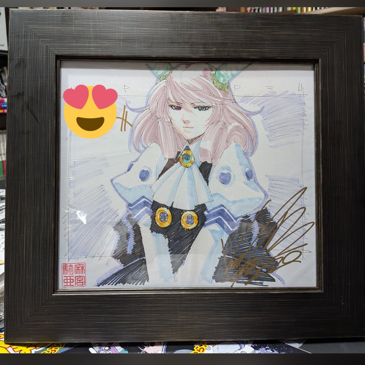 eighthwonderjp's tweet image. 麻宮騎亜先生にコミッションをお願いしたスペオペ!のエイダさん💕
以前、麻宮先生がお勧めされていた額縁が届いたので早速額装してみました。良き良き😍
