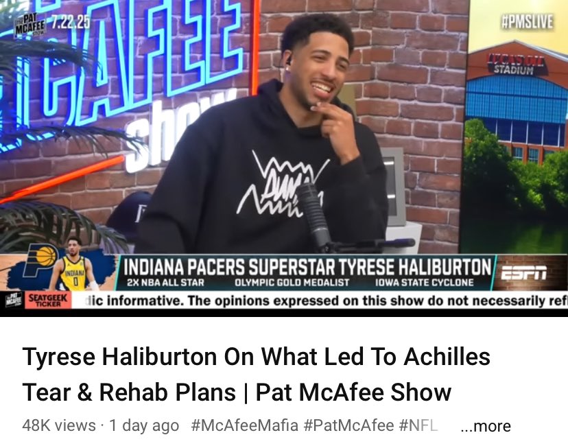 StrCoachNetwork's tweet image. Real interesting to hear from the horses mouth on HIS injury.
Thanks @PatMcAfeeShow for having @TyHaliburton22 on the show to talk about the days and games leading up. Amazing perspective from Tyrese.
And to all the 🐍 oil strength coaches saying you would have prevented this…