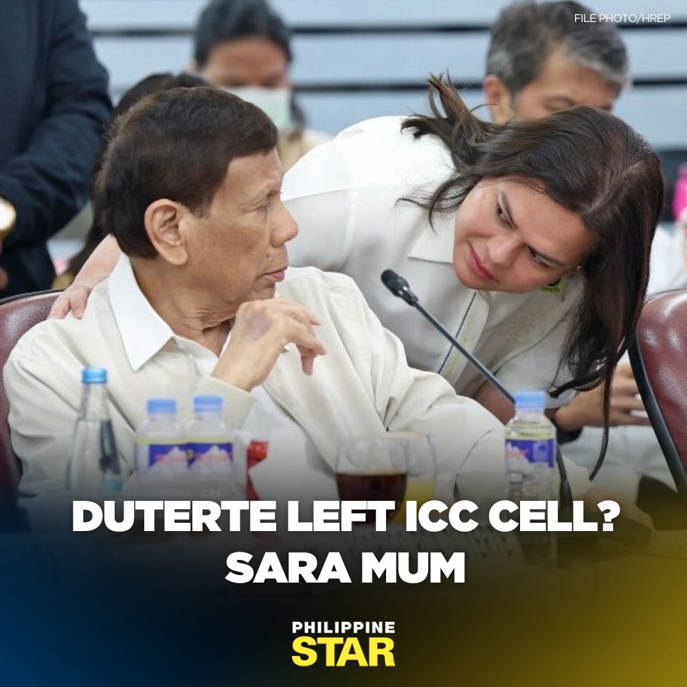 PhilippineStar's tweet image. Vice President Sara Duterte is refusing to confirm reports that her father, former president Rodrigo Duterte, had gone out of the International Criminal Court (ICC) detention facility. tinyurl.com/mrcmk2a8