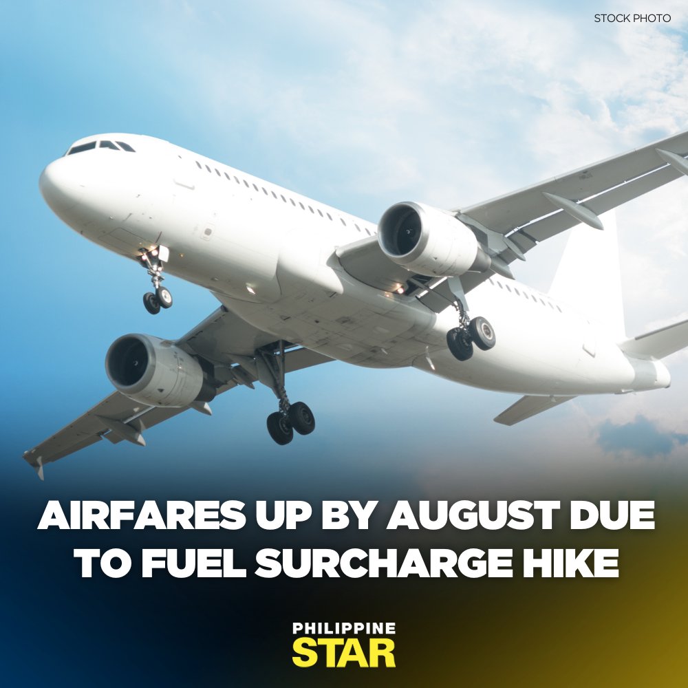 PhilippineStar's tweet image. Filipinos eyeing to book flights in August will have to pay more, as airlines have been given the green light to collect higher charges to cover the increase in jet fuel prices. tinyurl.com/5z5f8987