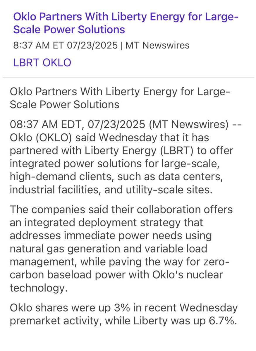 $LBRT $OKLO strong PR this morning