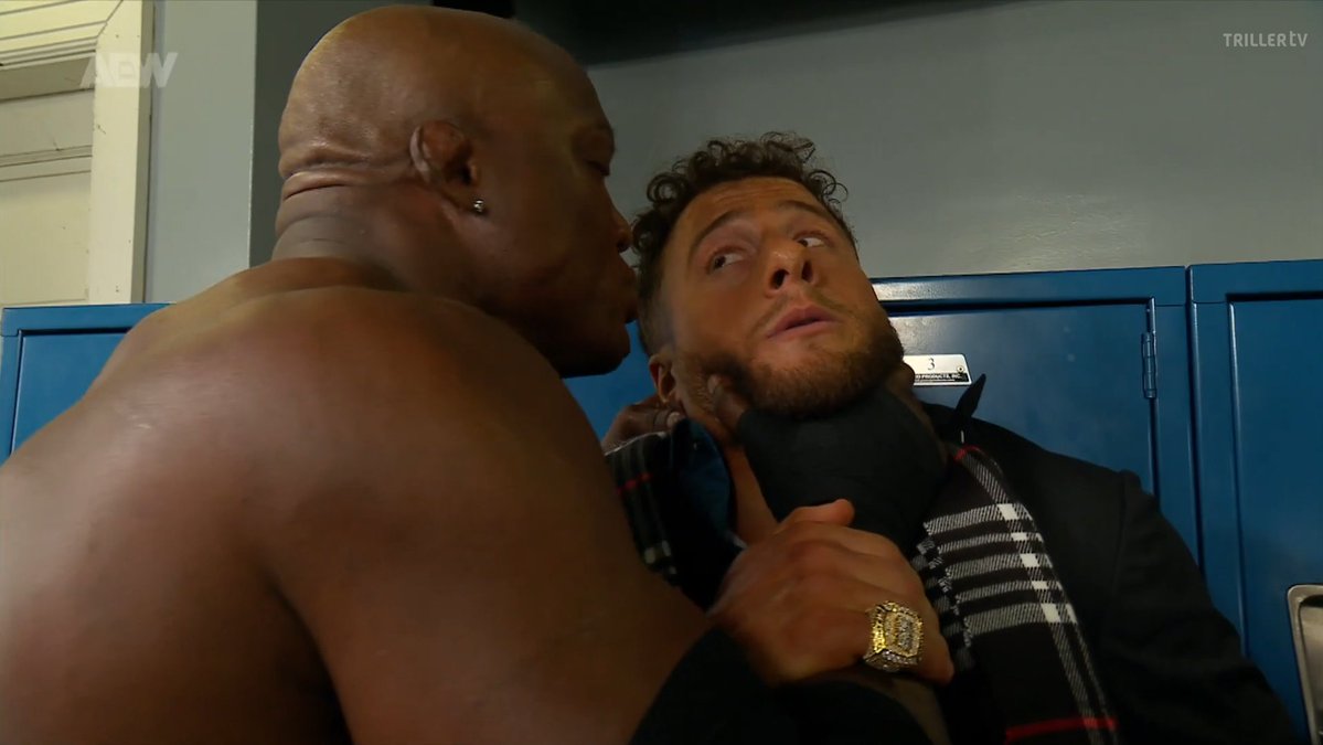 MJF approaches the Hurt Syndicate backstage after they struck a deal with Cope earlier tonight

Lashley says that things have been just about 'I' since MJF joined the Syndicate, and he wants him OUT!
