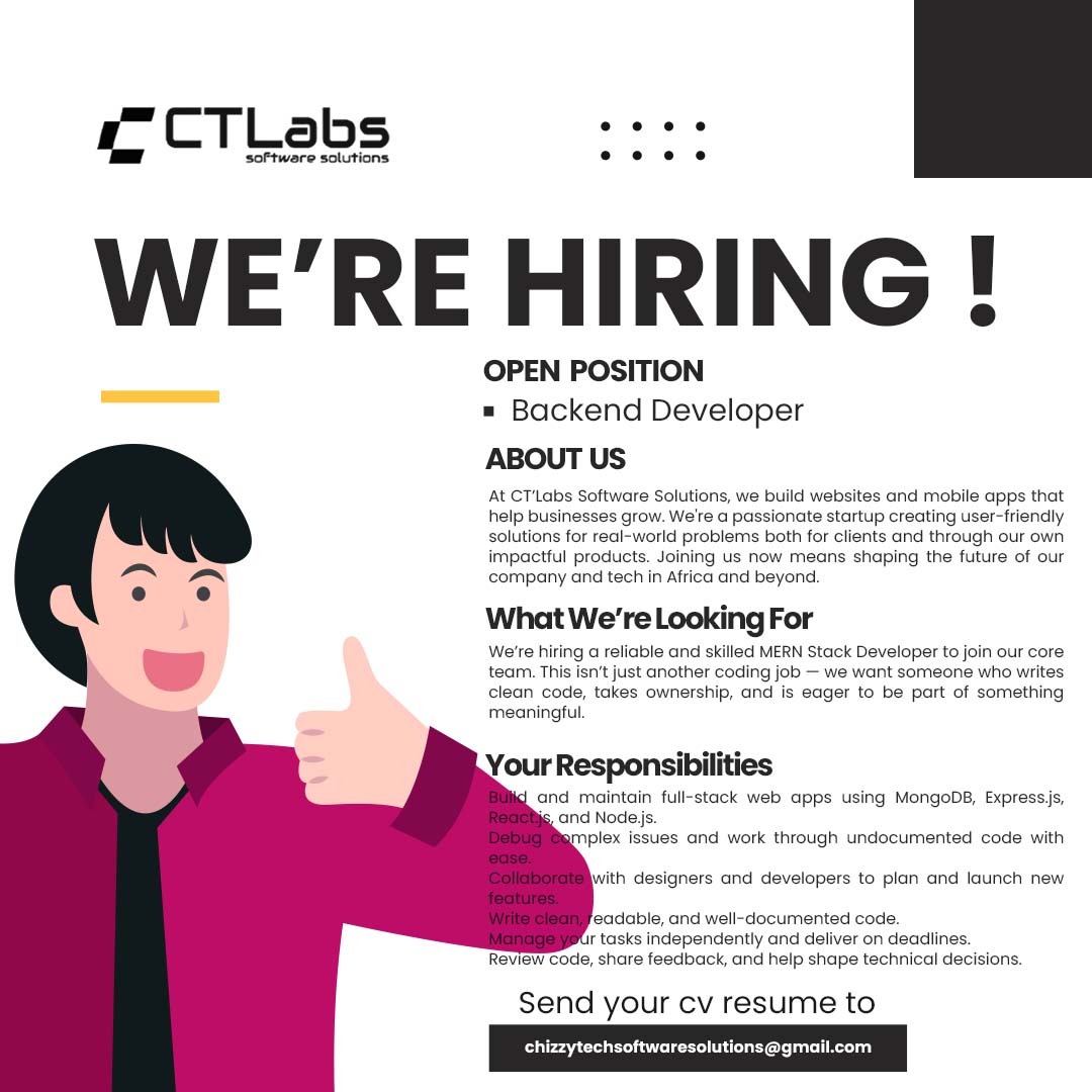TechChizzy's tweet photo. #HiringNow #developer. We are looking to hire a NodeJS backend developer who is very proficient with nestjs and expressjs. 

#Twitter Find me the right talents #BackendDev #hiring #Tech https://t.co/lZ3uJ4Tzgl