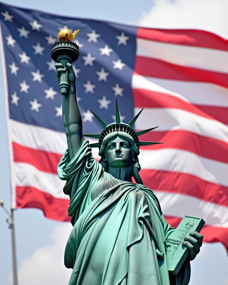 Happy Wednesday 🇺🇸
Feeling patriotic with the Statue of Liberty and the Stars &amp; Stripes in my heart.
Let's kick off this day by reciting the Pledge of Allegiance together.
I pledge allegiance to the Flag of the United States of America, and to the Republic for which it stands,