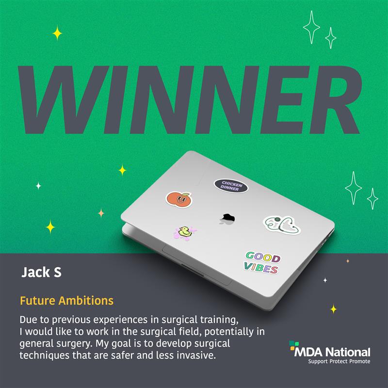 We have winners!

A huge congratulations to the four incredible MDA National medical student Members who’ve each scored a brand-new MacBook Pro in our Laptop Giveaway!

We’re proud to support the next generation of doctors with the tools they need to succeed. From all of us at
