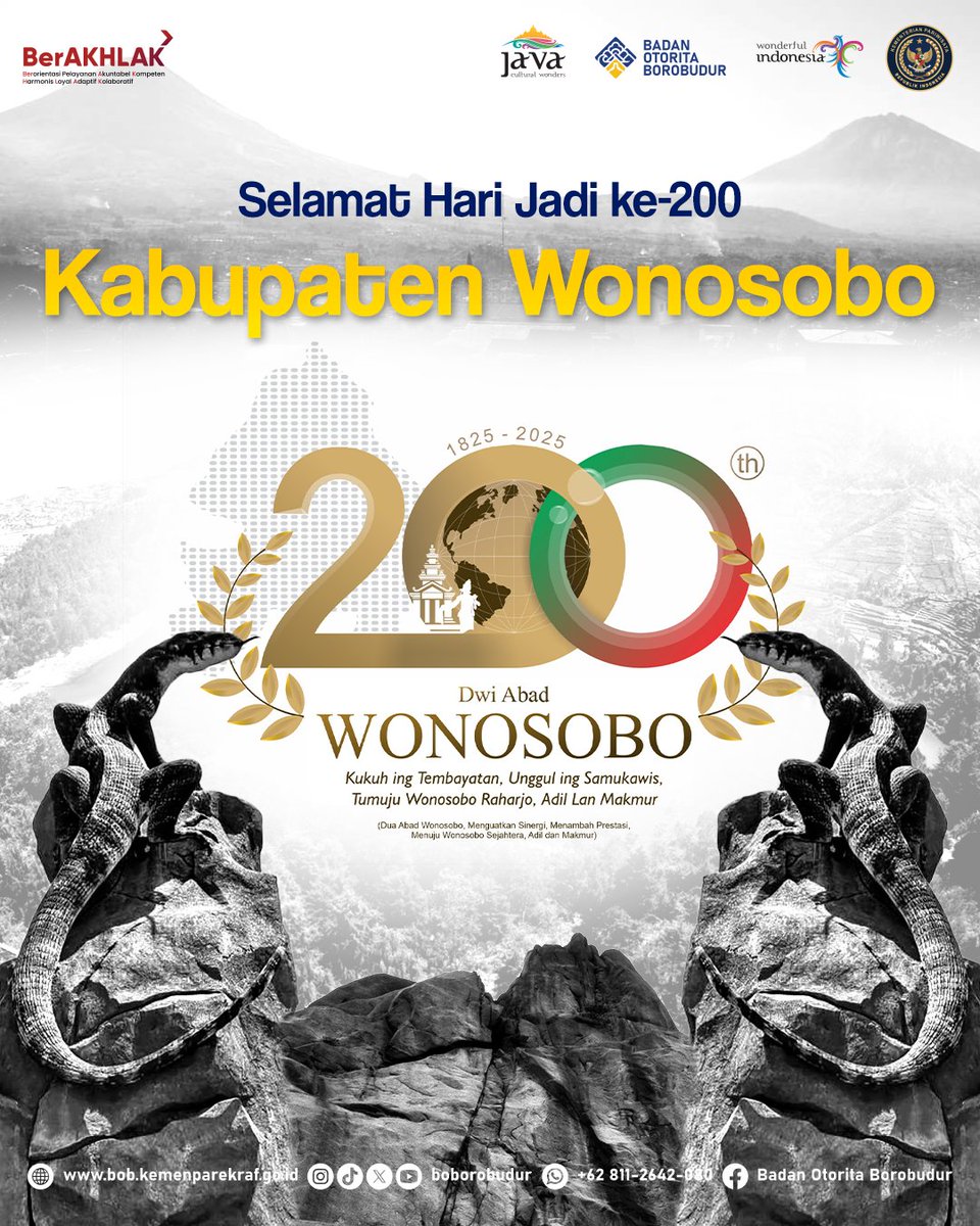 "Dwi Abad Wonosobo
Kukuh ing Tembayatan, Unggul ing Samukawis,
Tumuju Wonosobo Raharjo, Adil lan Makmur"

Semoga semangat tembayatan (persatuan) terus menjadi kekuatan, keunggulan di segala bidang semakin diperkuat, serta cita-cita Wonosobo yang raharjo, adil lan makmur segera