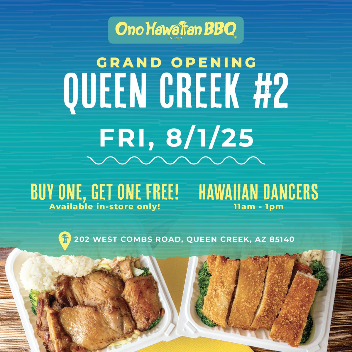 Aloha! The Queen Creek #2 Grand Opening is happening next Friday