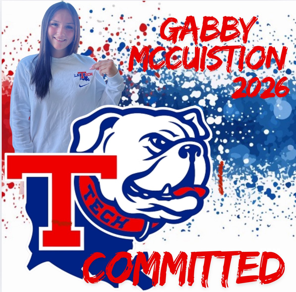 Gabby (2026) (@gabbymccuistion) on Twitter photo I am so excited to announce my verbal commitment to play D1 soccer and further my education at the Louisiana Tech Univ. Thank you to God, my family, friends, also Coach Steve, Chris & Stephanie who have given me such an incredible opportunity. Go Bulldogs!! ❤️🐶 <a href="/ImYouthSoccer/">ECNL/GA/Recruiting/College Soccer</a> I am so excited to announce my verbal commitment to play D1 soccer and further my education at the Louisiana Tech Univ. Thank you to God, my family, friends, also Coach Steve, Chris & Stephanie who have given me such an incredible opportunity. Go Bulldogs!! ❤️🐶 <a href="/ImYouthSoccer/">ECNL/GA/Recruiting/College Soccer</a>