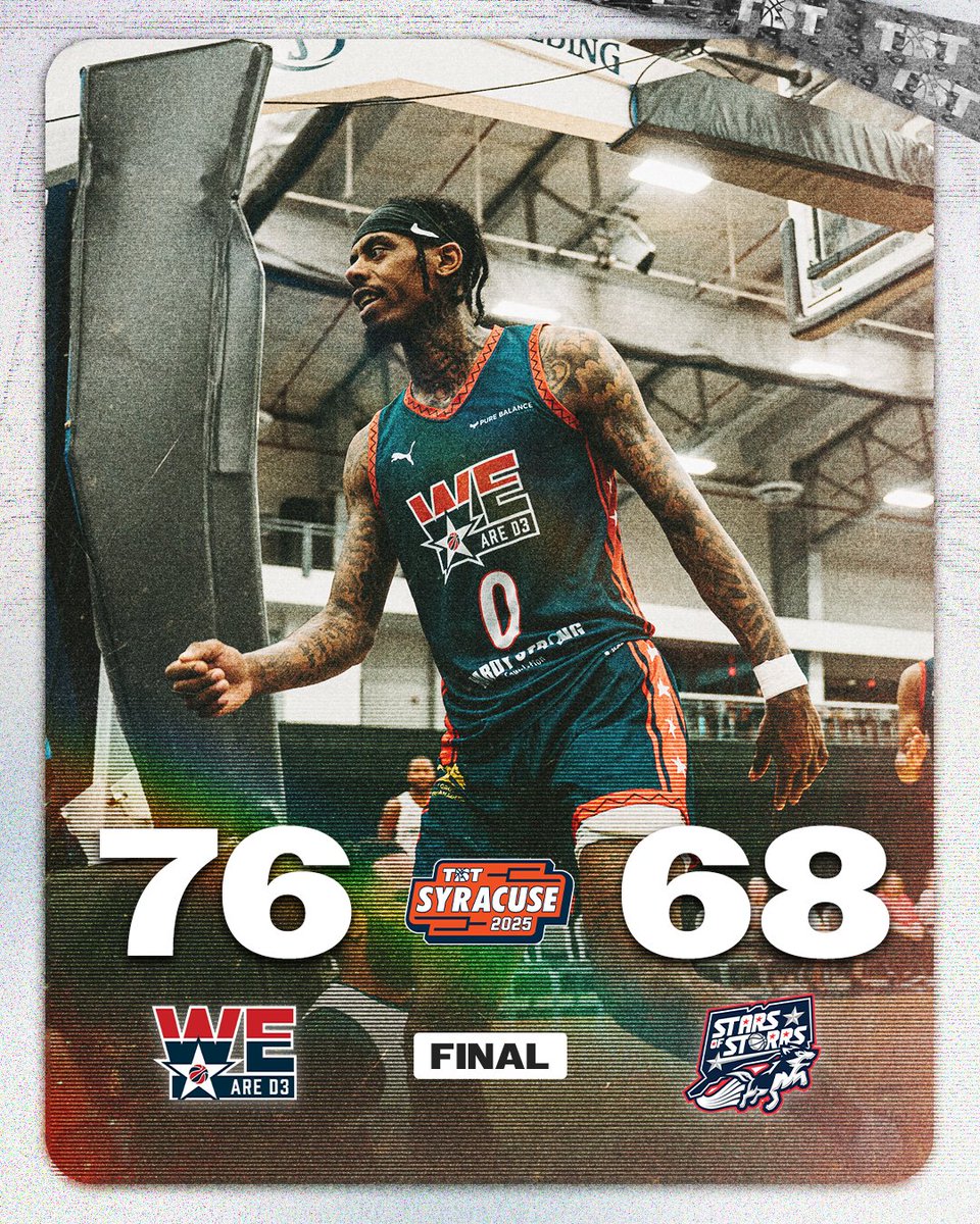 TBT (@thetournament) on Twitter photo BREAKING: WE ARE D3 JUST WON THE SYRACUSE REGIONAL FINAL!
<a href="/WeAreD3TBT/">We Are D3 TBT</a> has advanced to TBT’s Quarterfinals and will play Fail Harder on Sunday in Wichita! BREAKING: WE ARE D3 JUST WON THE SYRACUSE REGIONAL FINAL!
<a href="/WeAreD3TBT/">We Are D3 TBT</a> has advanced to TBT’s Quarterfinals and will play Fail Harder on Sunday in Wichita!