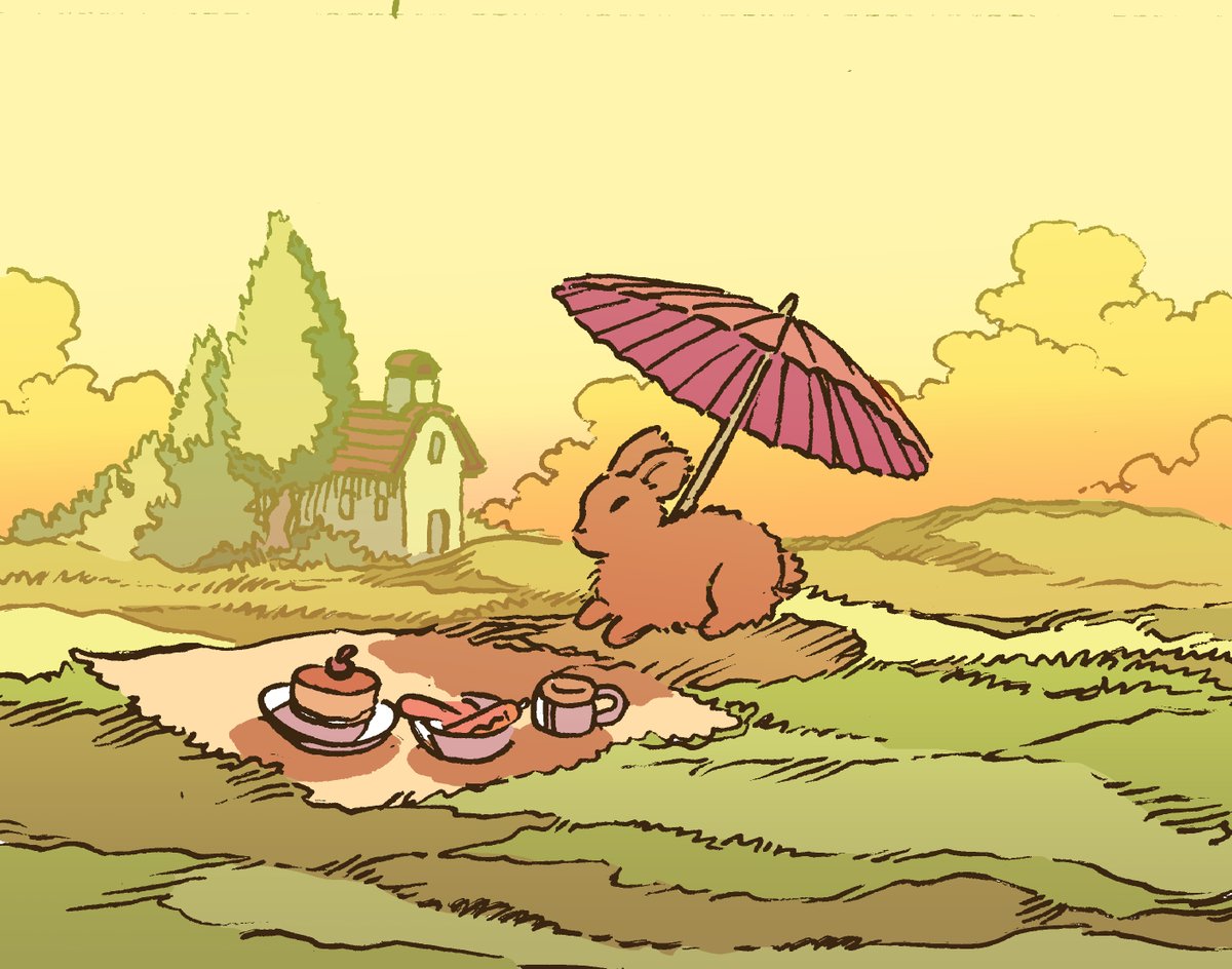 willquinnart's tweet image. Daily bunny no.3025 having a picnic for one