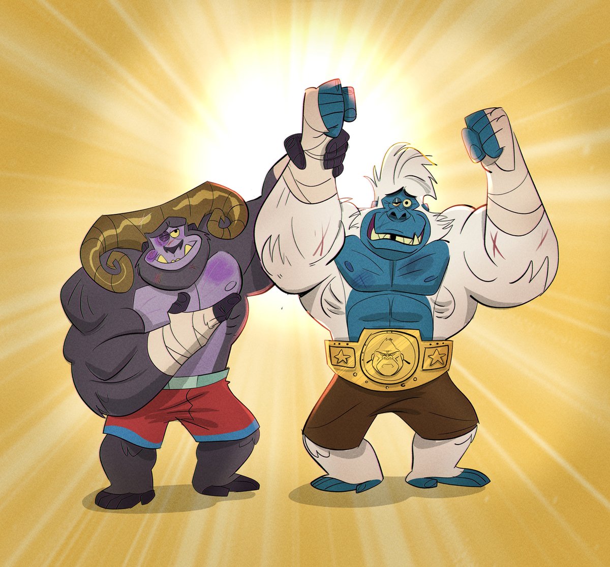 Ladies and gentlebeasts, please join Ramarilla in offering your congratulations to our King Of The Ring: Klash Of The Kaijus champ, the coolest primal rager of them all: Blizzard! Give that ape a big hand! Art by Alan Stewart! instagram.com/artofalan #BoxingGorillaDay #KOTRKOTK