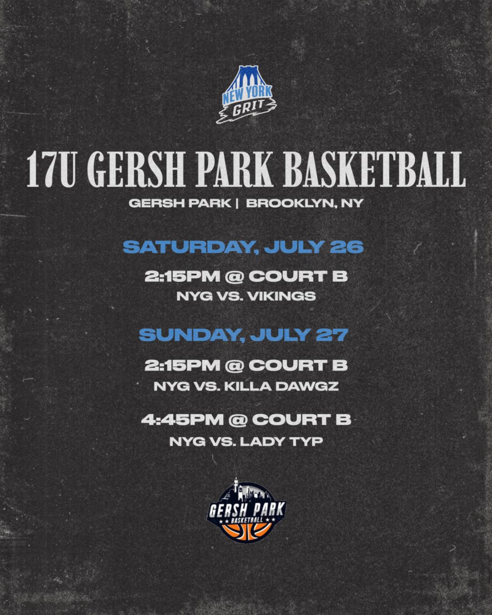 🏀 NY GRIT 17U is ready to make noise @gershpark this weekend! Catch us in Brooklyn. We're coming to earn the playoffs💥

#gershpark #gershparkbasketball #gritstrong #brooklynbasketball #nycbasketball #girlsbasketball