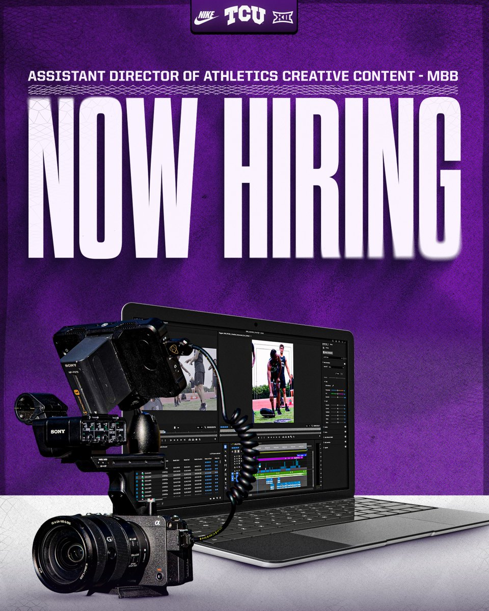 taylorlynne8's tweet image. looking for โ๏ธ creatives to join the @TCU_Athletics staff!
๐ฝ๏ธ working with TCU MBB gofrogs.co/4kXYkUa
๐จ๐ธ graphic designer / photographer to help grow athletes' brands gofrogs.co/3ILhGhP