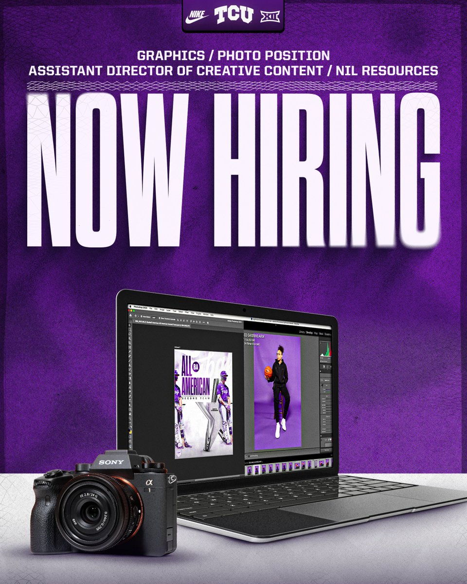 taylorlynne8's tweet image. looking for โ๏ธ creatives to join the @TCU_Athletics staff!
๐ฝ๏ธ working with TCU MBB gofrogs.co/4kXYkUa
๐จ๐ธ graphic designer / photographer to help grow athletes' brands gofrogs.co/3ILhGhP