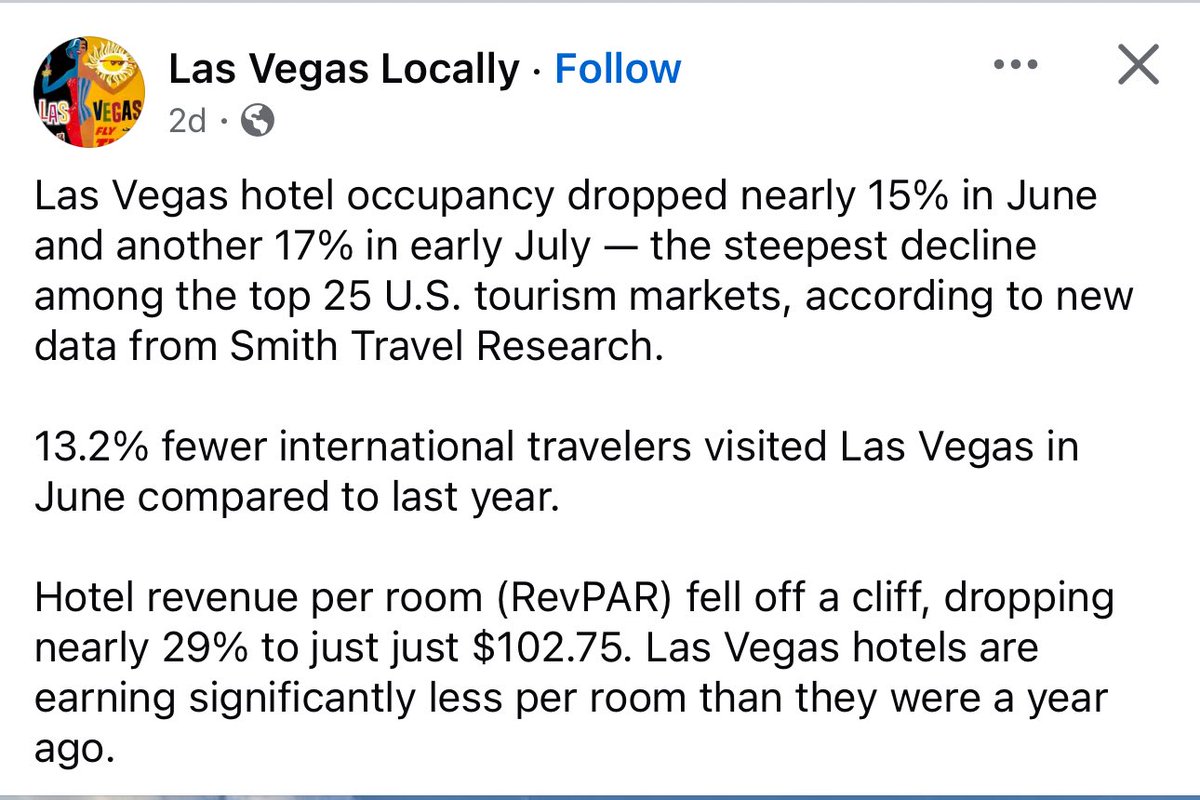 Las Vegas has fallen off an international tourism cliff. The world is moving on. Why risk coming to the U.S.? This is Trump’s Golden Age.