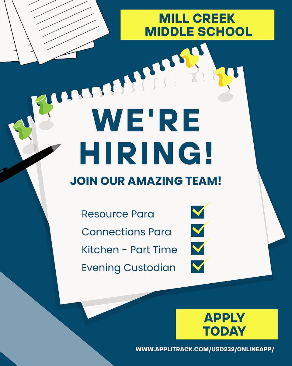Come join our awesome team!! Apply today!