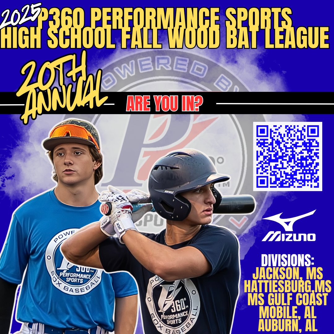 P360Jackson's tweet image. 🚨2025 P360 HIGH SCHOOL FALL WOOD BAT LEAGUE🚨
➡️For it's 20th season, The P360 High School Fall Wood Bat League is back! Opening Night is set for September 4th!
🔗Details & Registration: p360performancesports.com/2025-fall-wood…
⚾️ 10 Games
📆 Mon. & Thurs.
📌 Freedom Ridge Park
⁉️ARE YOU IN?