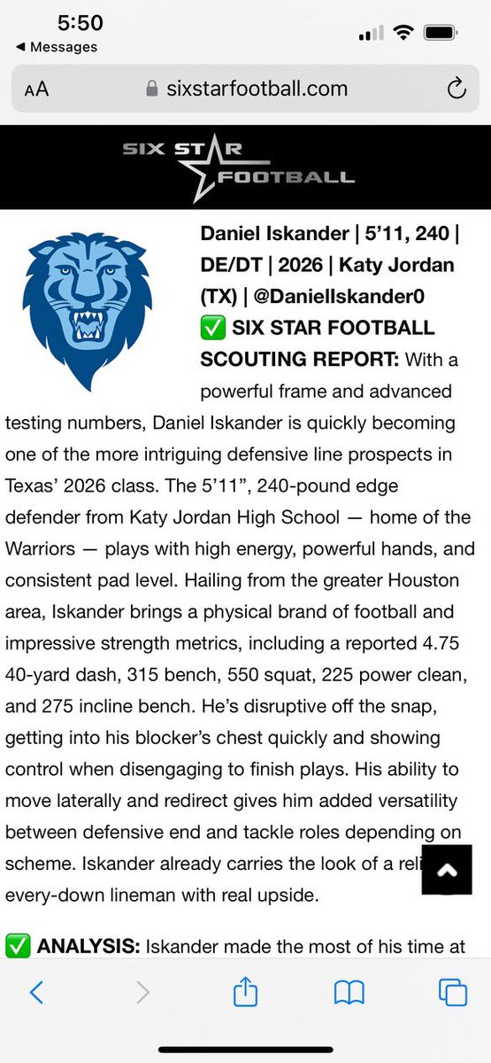 DanielIskander0's tweet image. Thank you @sixstarfootball for the exposure! @JHSWarriors_FB