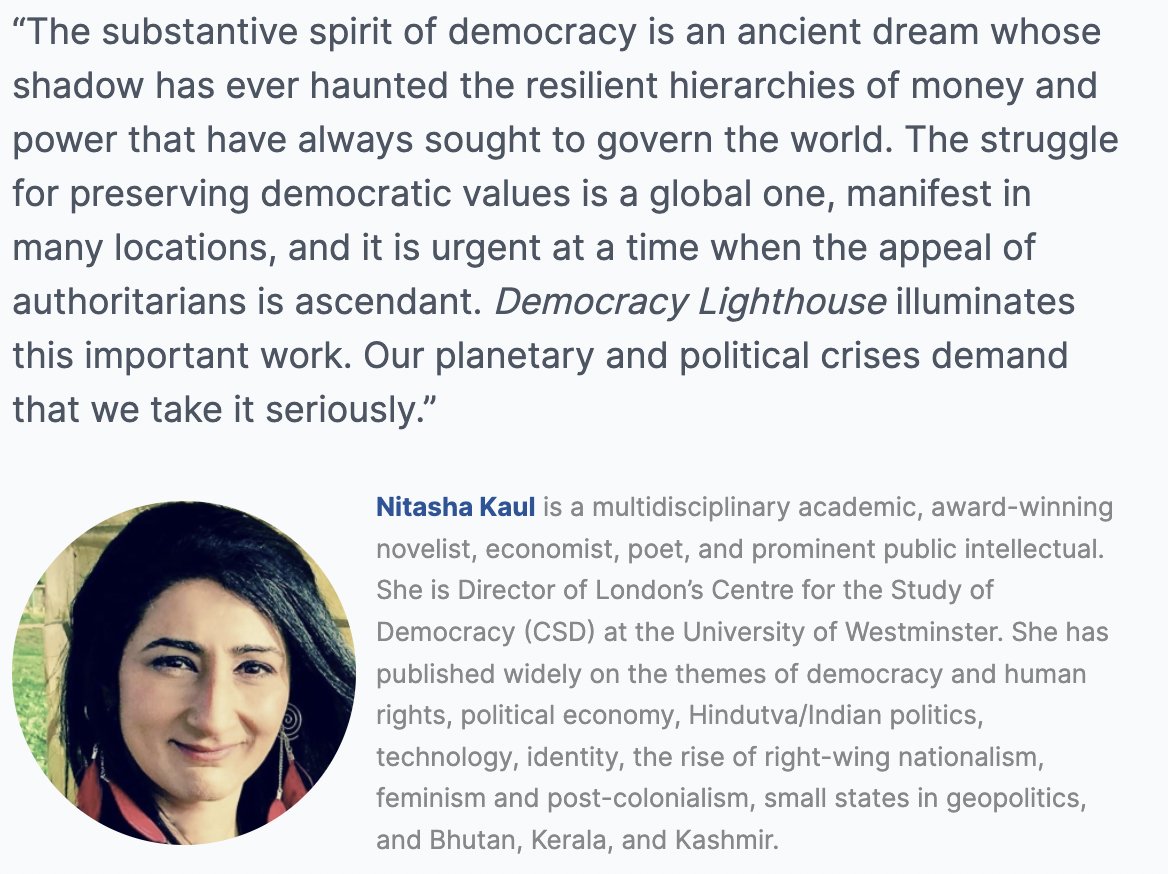 DemoLighthouse's tweet image. &apos;Democracy Lighthouse strives to be a rich depository of global information about the many scholars and hundreds of organisations and networks engaged in reimagining, advocating and researching the past, present and future of democracy&apos;. 

Below are some endorsements of our work.