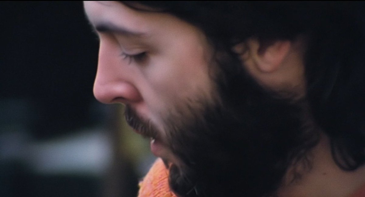 thinkmcharrison's tweet image. paul mccartney and george harrison during the filming of get back - january 21, 1969 & january 25, 1969 respectively.