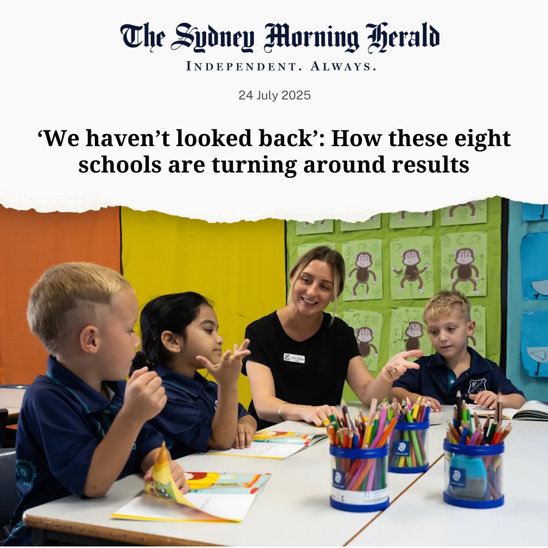 Eight Central Coast schools teaming up to share effective strategies and boost student outcomes.

A consistent teaching approach is driving results, with NAPLAN scores above average and enrolment interest rising.

➡️ Read the @SMH article: smh.com.au/national/nsw/w…